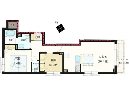 EUPHORIA中落合(2LDK/2階)の間取り写真