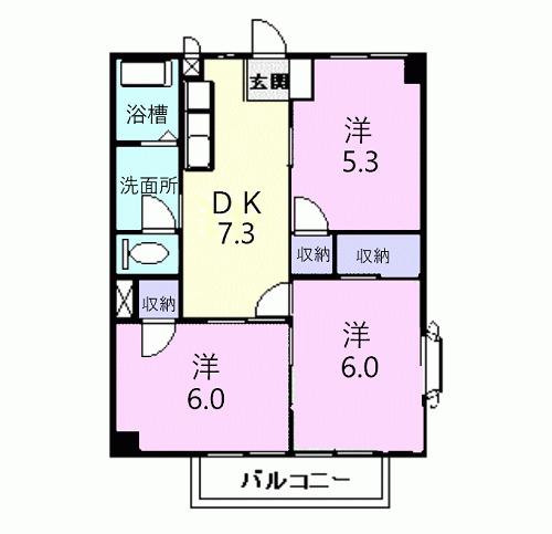 ルフラン小幡A(3DK/2階)の間取り写真