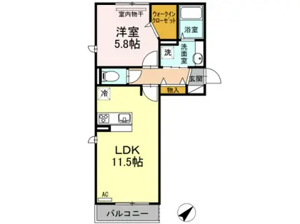 ディールーム博多南 弐番館(1LDK/1階)の間取り写真