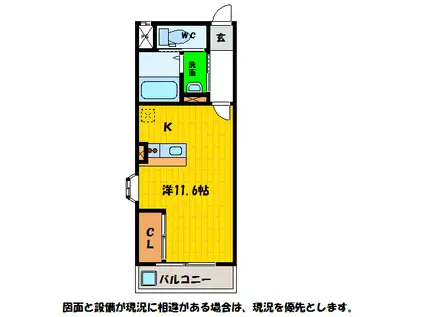 グランヴェール南浜(ワンルーム/2階)の間取り写真