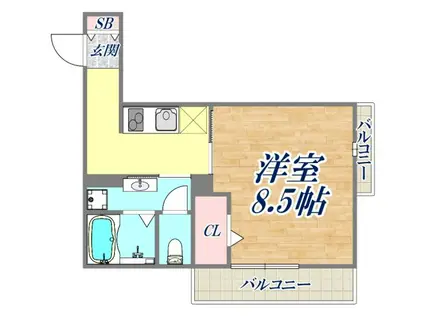 ペルスネージュ岡田(1K/2階)の間取り写真