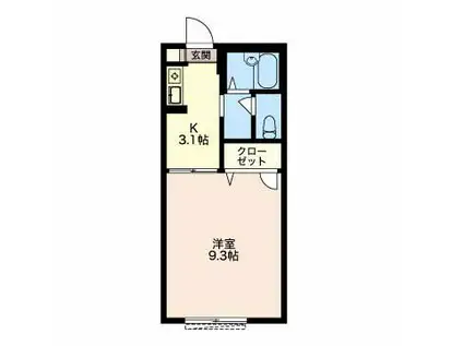 ディアス・天神(1K/1階)の間取り写真