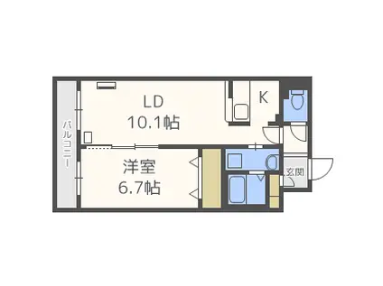 アビネス北10条(1LDK/2階)の間取り写真