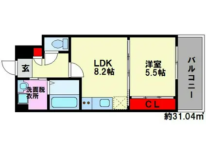 プランドール大橋(1LDK/5階)の間取り写真
