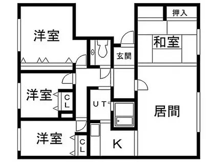 旭山公園マンション(4LDK/2階)の間取り写真