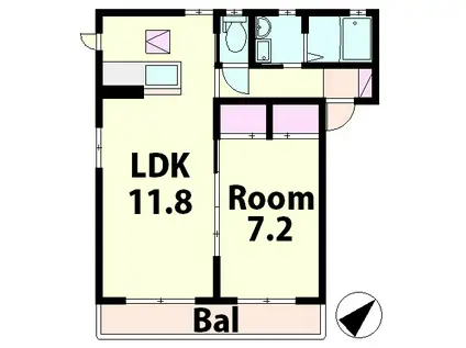 パル・アズール(1LDK/2階)の間取り写真