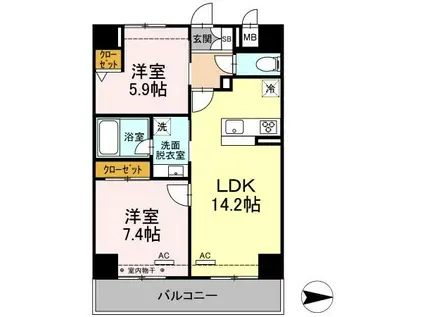 セブンリリー矢巾(2LDK/6階)の間取り写真