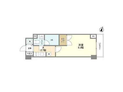 グランハイツ南雪谷(1K/3階)の間取り写真