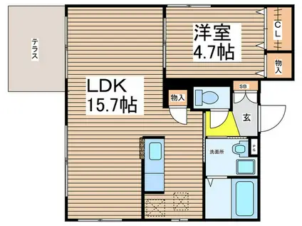 FLAT GENKI(1LDK/2階)の間取り写真