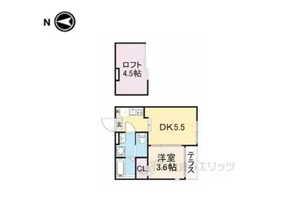 ハーモニーテラス音羽中芝町(1DK/1階)の間取り写真