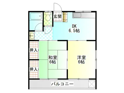 コーポ一寸木(2DK/2階)の間取り写真