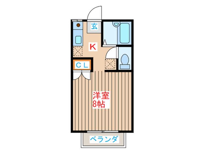 グランデュールパピヨンB棟(1K/2階)の間取り写真