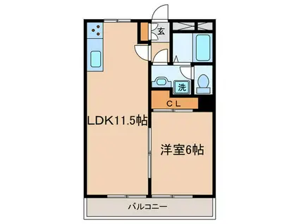 リヴァリー成城(1LDK/3階)の間取り写真