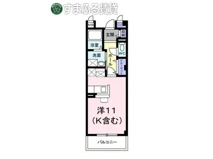 サンライズ伏見(ワンルーム/1階)の間取り写真