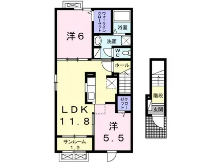 べレットST II(2LDK/2階)の間取り写真