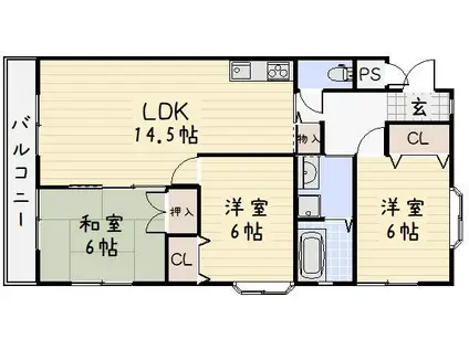 アイサム引野(3LDK/3階)の間取り写真