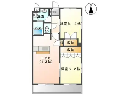グリーンヒルズ慶(2LDK/2階)の間取り写真