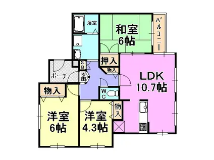 ベルシオン(3LDK/2階)の間取り写真