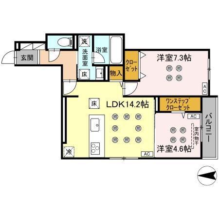 CREST COURT(2LDK/1階)の間取り写真