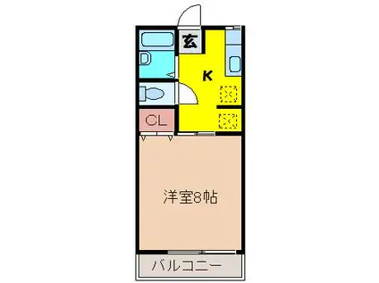 メゾンドボヌール(1K/2階)の間取り写真