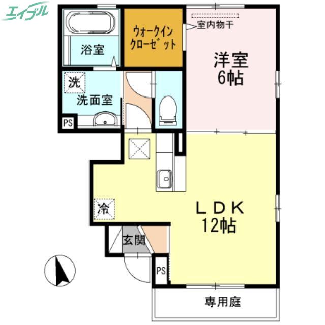 カーサルミナスII(1LDK/1階)の間取り写真