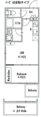 GRAN PASEO大崎戸越銀座I(1LDK/4階)の間取り写真