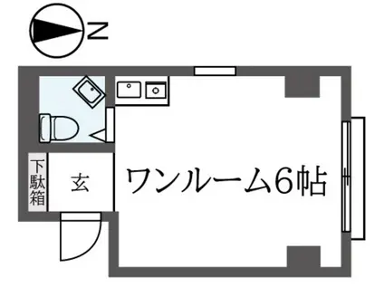 ハイムK(ワンルーム/2階)の間取り写真