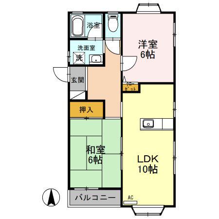 パークサイドII(2LDK/2階)の間取り写真