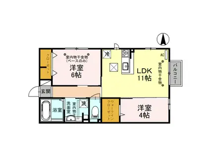 メゾン樫の木 B棟(2LDK/1階)の間取り写真