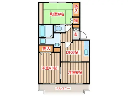 ソレイユパルクII(3DK/2階)の間取り写真