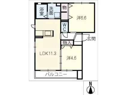 AMICOURTII(2LDK/2階)の間取り写真
