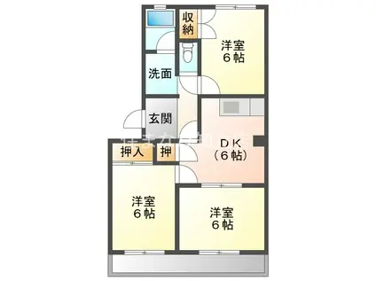 キャスリオン青山(3DK/1階)の間取り写真