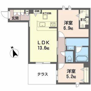 シャーメゾン 木の実(1LDK/1階)の間取り写真