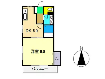 パールハイツ(1DK/4階)の間取り写真