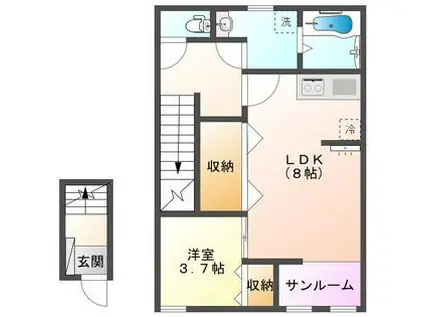 VILLA COURT CARROT寺町(1LDK/2階)の間取り写真