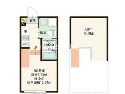 ルーエ大泉学園 100付 階段収納 IOT(1K/1階)の間取り写真
