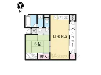 ヴィラ岡崎(1LDK/4階)の間取り写真