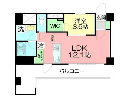 GRANDREVE茅ヶ崎幸町(1LDK/7階)の間取り写真