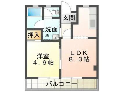 ヴィラ・パティオ(1LDK/1階)の間取り写真