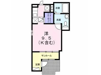 ユアーズヒル7(ワンルーム/1階)の間取り写真