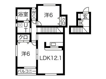 ヴィラージュR A棟(2LDK/2階)の間取り写真