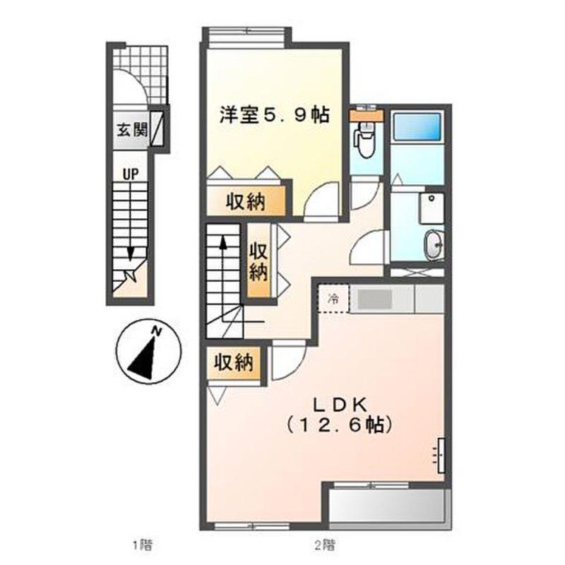 DモンドII(1LDK/2階)の間取り写真