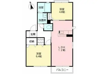 グランシャリオ C棟(2LDK/2階)の間取り写真