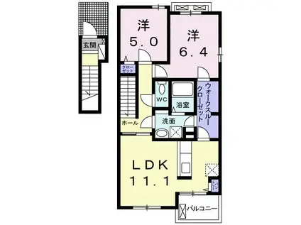 ソレイユ きりしま(2LDK/2階)の間取り写真