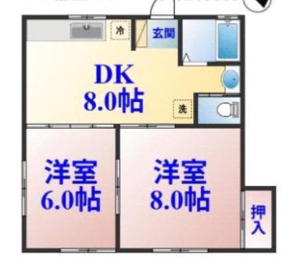 第3タウニィ宮崎(2DK/1階)の間取り写真