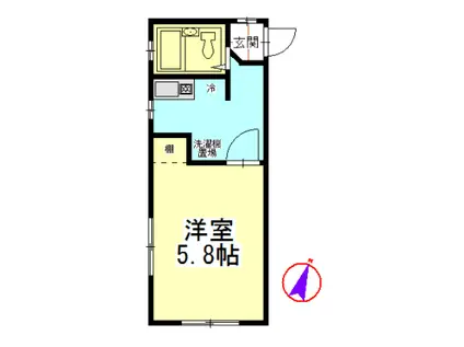SOCIE池尻大橋(1K/1階)の間取り写真