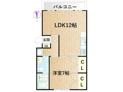 東急東横線 元住吉駅 徒歩7分 3階建 築23年(1LDK/1階)の間取り写真