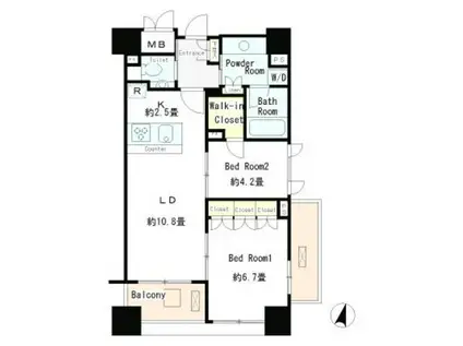 QUALIA HIROO(2LDK/8階)の間取り写真