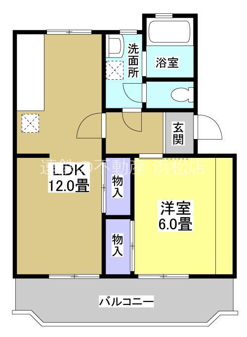 サンホーム曳馬(1LDK/2階)の間取り写真