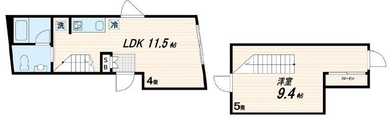 FULLEA武蔵小山(1LDK/4階)の間取り写真